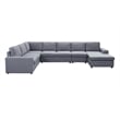 Pemberly Row Fabric 7-Piece Reversible Modular Sectional Sofa Chaise Light Gray