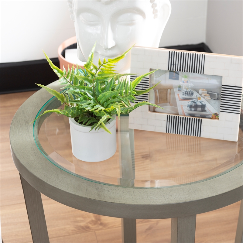 Pemberly Row 3-Piece Wood Coffee End Table Set with Glass