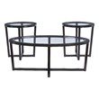 Pemberly Row 3-Piece Wood Coffee & End Table Set with Glass Top in Brown