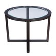 Pemberly Row 3-Piece Wood Coffee & End Table Set with Glass Top in Brown