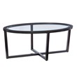 Pemberly Row 3-Piece Wood Coffee & End Table Set with Glass Top in Brown