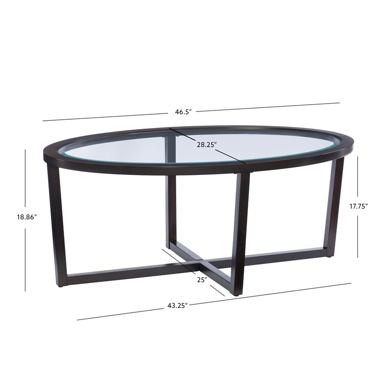 Pemberly Row 3-Piece Wood Coffee & End Table Set with Glass Top in Brown