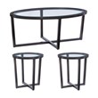 Pemberly Row 3-Piece Wood Coffee & End Table Set with Glass Top in Brown