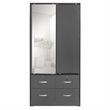 Pemberly Row Double Sliding Door Armoire with Mirror in Dark Gray