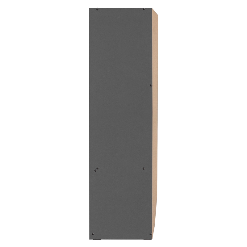Pemberly Row Double Sliding Door Armoire with Mirror in Dark Gray