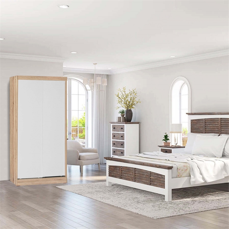 Pemberly Row Modern Multi-Color Wood Double Sliding Door Wardrobe