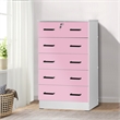 Pemberly Row 5 Drawer Chest Wooden Dresser with Lock in Pink