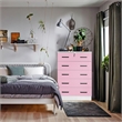 Pemberly Row 5 Drawer Chest Wooden Dresser with Lock in Pink
