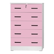 Pemberly Row 5 Drawer Chest Wooden Dresser with Lock in Pink