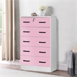 Pemberly Row 5 Drawer Chest Wooden Dresser with Lock in Pink