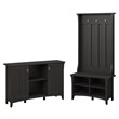 Pemberly Row Furniture Hall Tree with Shoe Bench and Accent Chest in Black