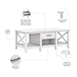 Pemberly Row Mid-Century Engineered Wood Coffee Table with Storage in White