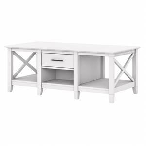 Pemberly Row Mid-Century Engineered Wood Coffee Table with Storage in White