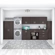 Pemberly Row Tall Linen Cabinet with Doors in Storm Gray - Engineered Wood