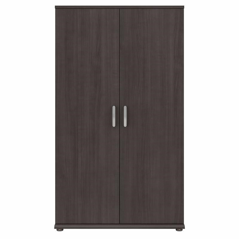 Pemberly Row Tall Linen Cabinet with Doors in Storm Gray - Engineered Wood