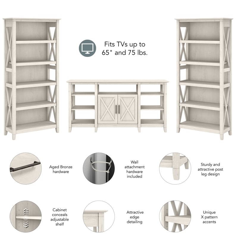 Pemberly Row Wood Tall TV Stand for TVs up to 65