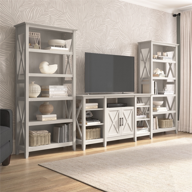 Pemberly Row Wood Tall TV Stand for TVs up to 65