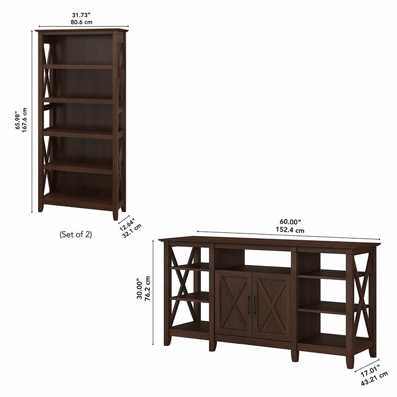 Pemberly Row Wood Tall TV Stand for TVs up to 65