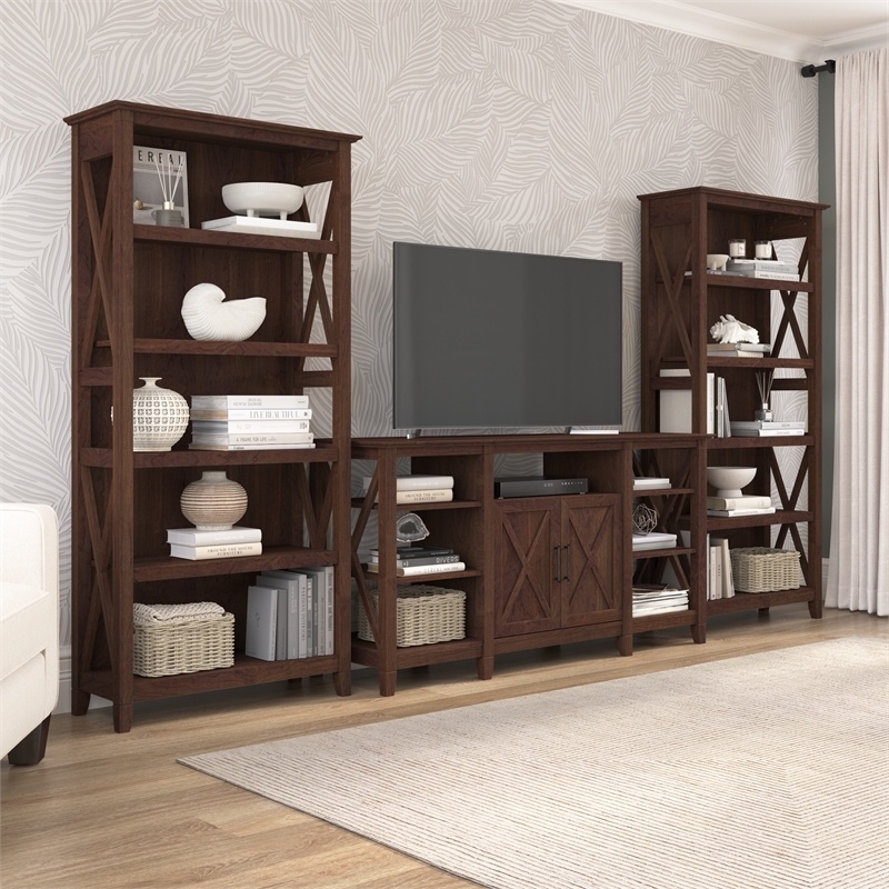 Pemberly Row Wood Tall TV Stand for TVs up to 65