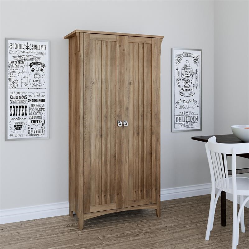 Pemberly Row Engineered Wood Kitchen Pantry Cabinet with Doors in Reclaimed Pine