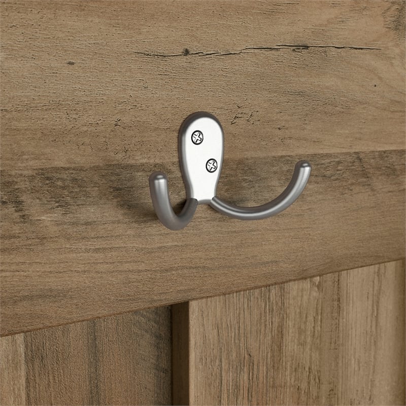 Pemberly Row Engineered Wood Hall Tree with Shoe Storage Bench in Reclaimed Pine