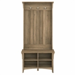 Pemberly Row Engineered Wood Hall Tree with Shoe Storage Bench in Reclaimed Pine
