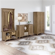 Pemberly Row Engineered Wood Hall Tree with Shoe Storage Bench in Reclaimed Pine