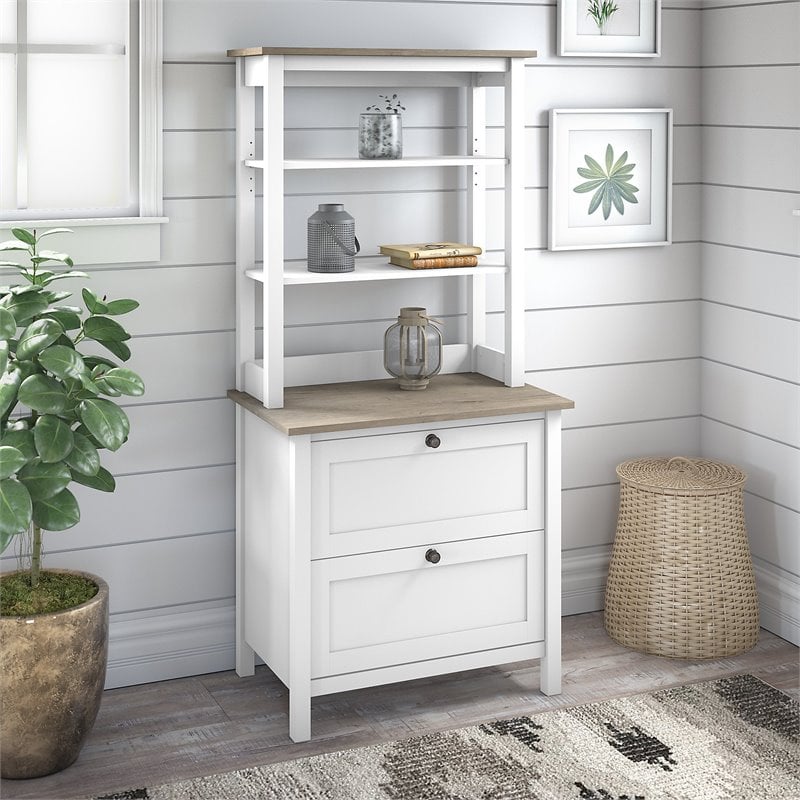 Pemberly Row Modern Furniture Bookcase with Drawers in White