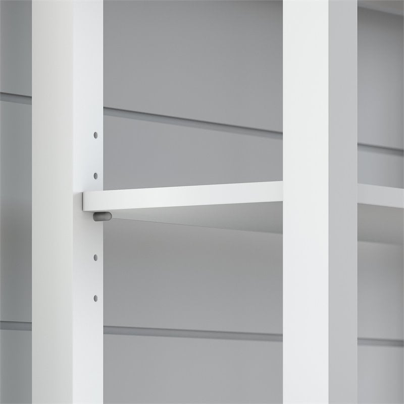 Pemberly Row Modern Furniture Bookcase with Drawers in White
