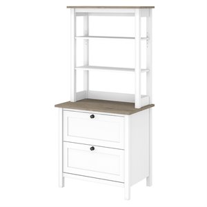 Pemberly Row Modern Furniture Bookcase with Drawers in White