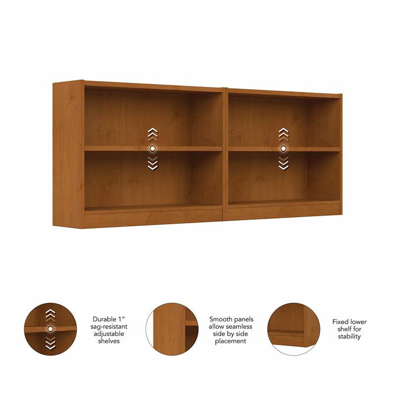 Pemberly Row Engineered Wood Small 2 shelf Bookcase in Natural Cherry (Set of 2)