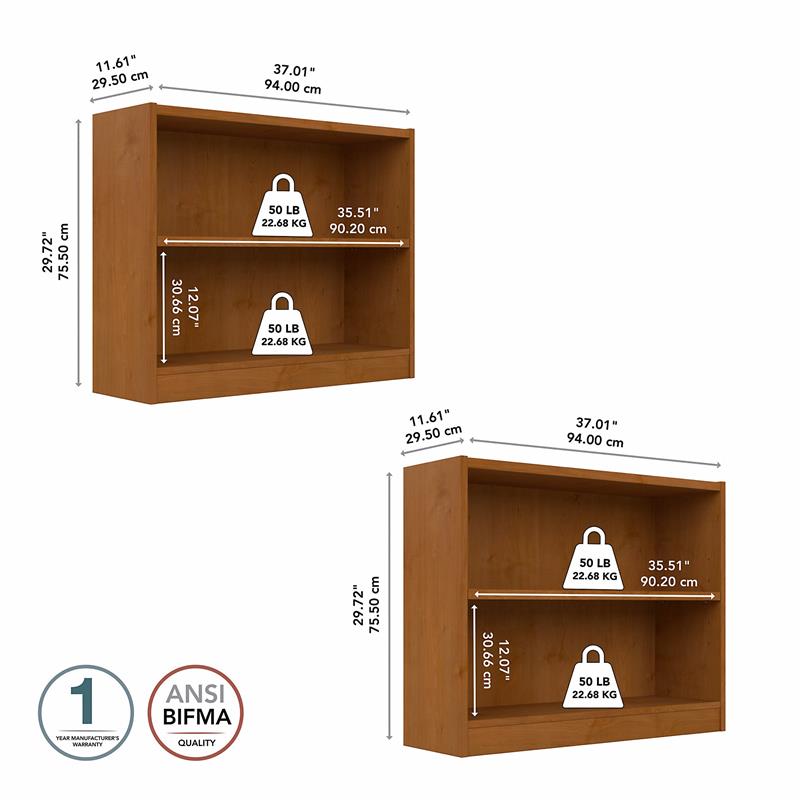Pemberly Row Engineered Wood Small 2 shelf Bookcase in Natural Cherry (Set of 2)