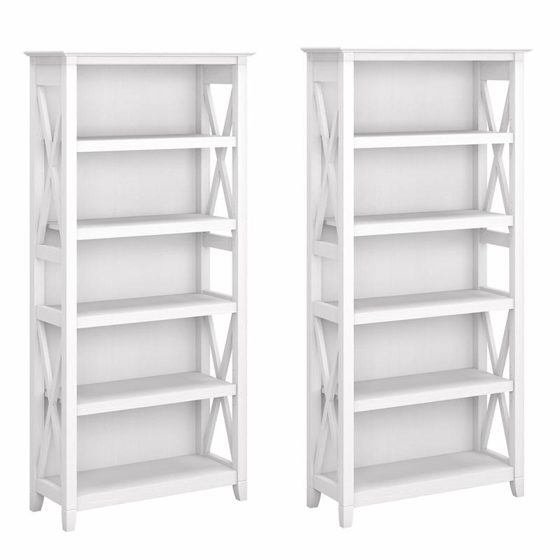 Pemberly Row 5 Shelf Bookcase Set in Pure White Oak - Engineered Wood