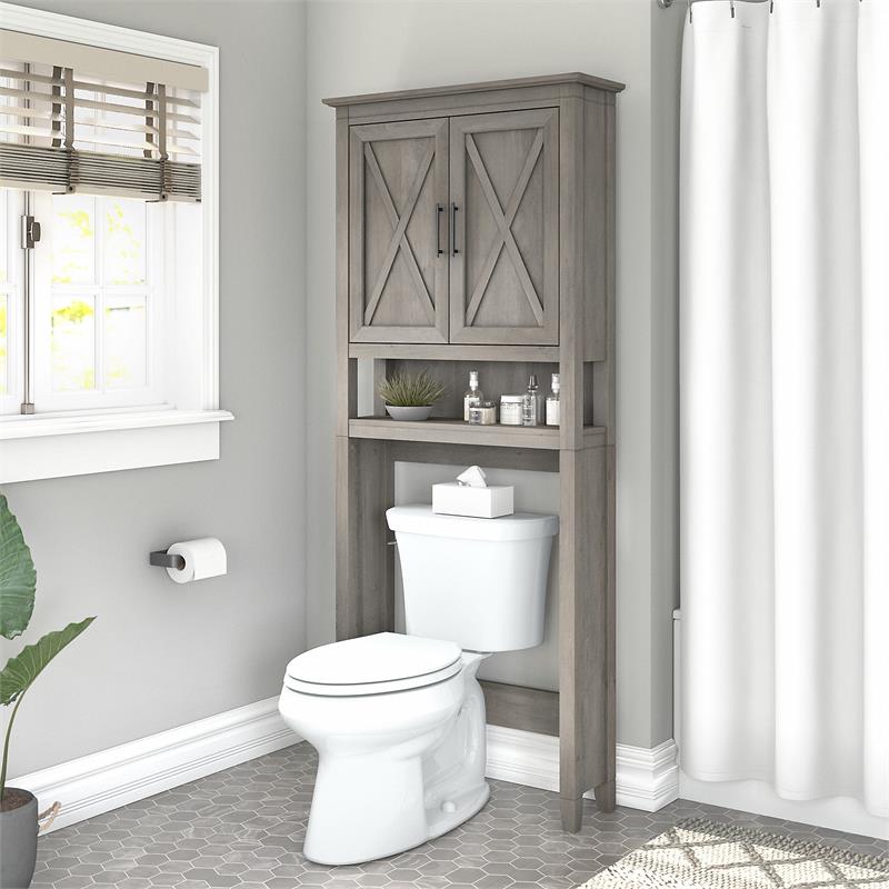 Pemberly Row Over The Toilet Storage Cabinet in Driftwood Gray - Engineered Wood