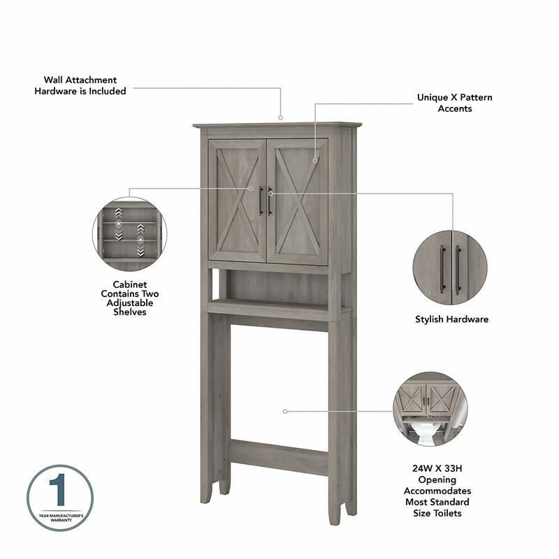 Pemberly Row Over The Toilet Storage Cabinet in Driftwood Gray - Engineered Wood
