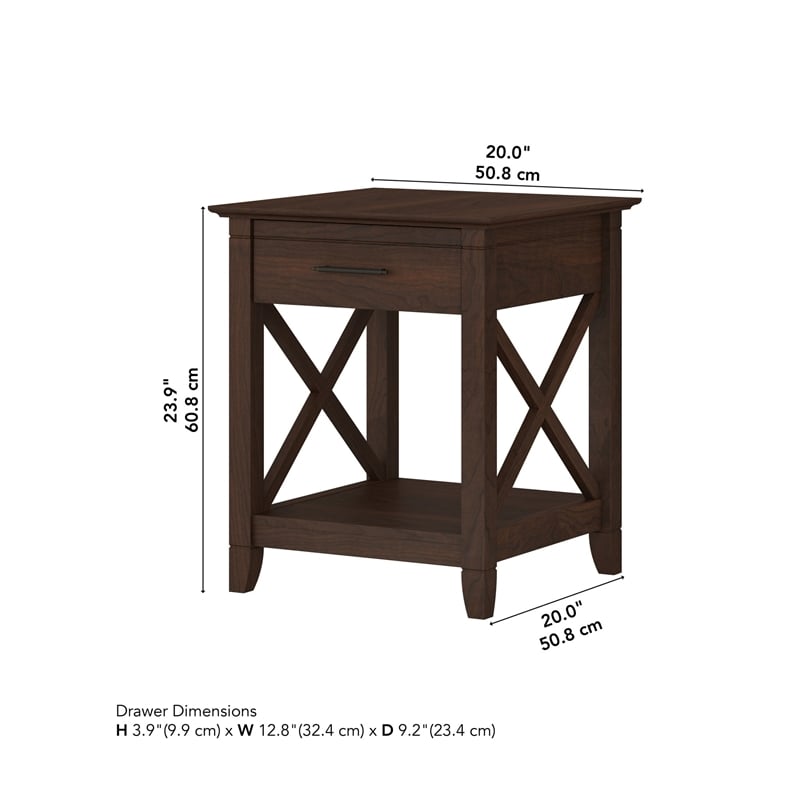 Pemberly Row Farmhouse Engineered Wood End Table with Storage in Cherry