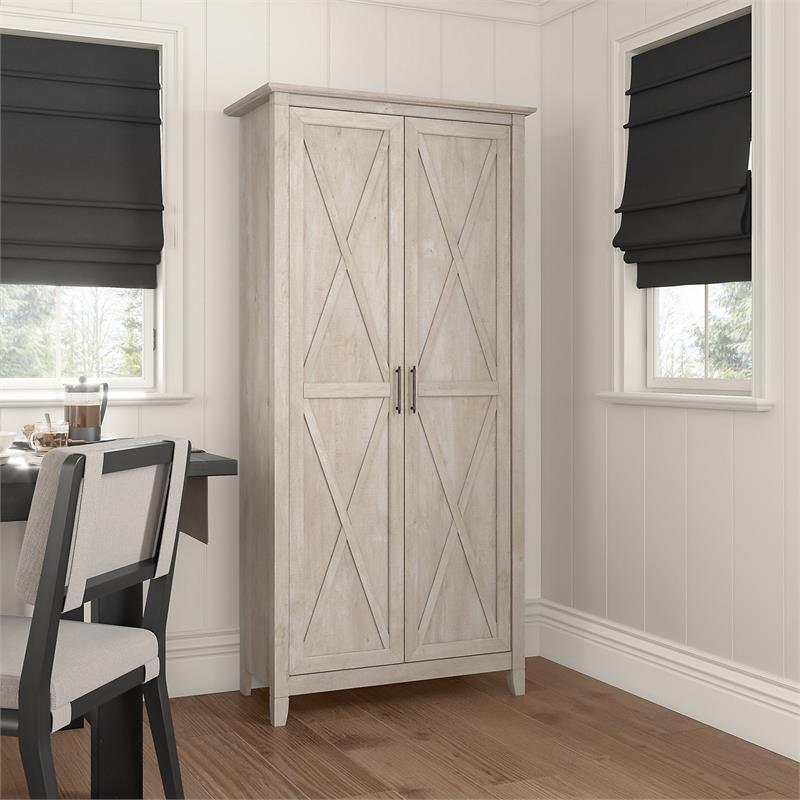 Pemberly Row Kitchen Pantry Cabinet in Washed Gray - Engineered Wood