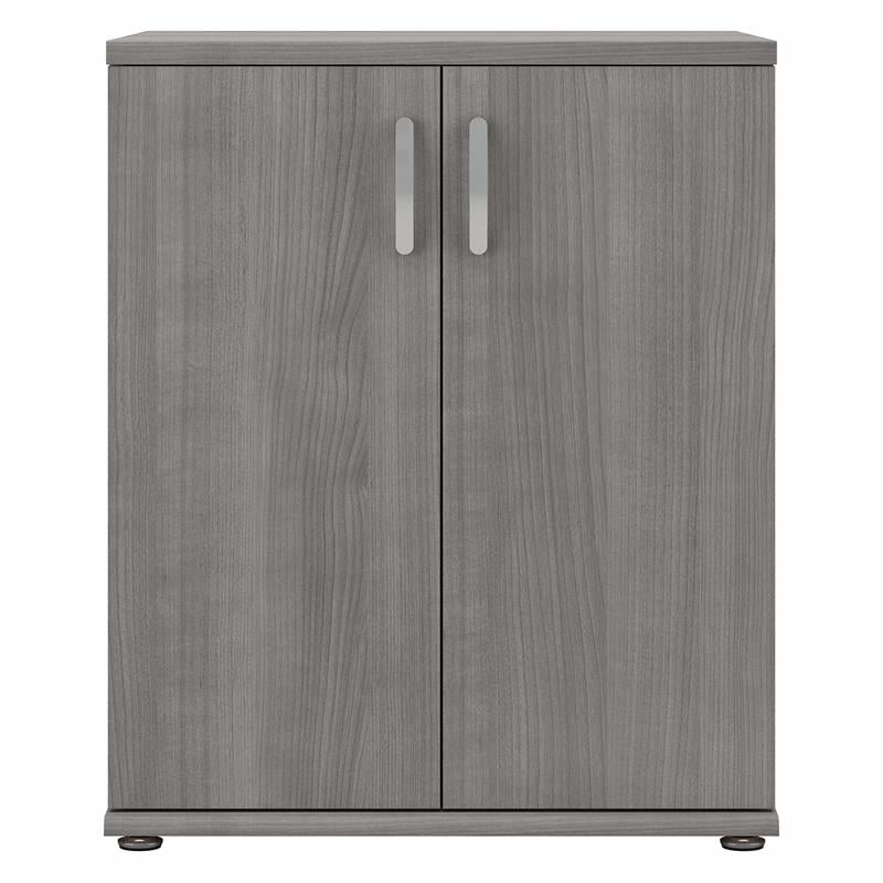 Pemberly Row Laundry Room Cabinet with Doors in Platinum Gray - Engineered Wood
