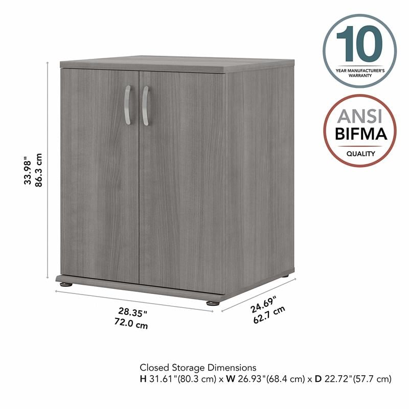 Pemberly Row Laundry Room Cabinet with Doors in Platinum Gray - Engineered Wood