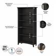 Pemberly Row Tall 5 Shelf Bookcase Set of 2 in Vintage Black - Engineered Wood