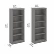 Pemberly Row Tall 5 Shelf Bookcase - Set of 2 in Modern Gray - Engineered Wood