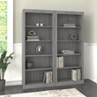 Pemberly Row Tall 5 Shelf Bookcase - Set of 2 in Modern Gray - Engineered Wood