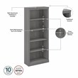 Pemberly Row Tall 5 Shelf Bookcase - Set of 2 in Modern Gray - Engineered Wood