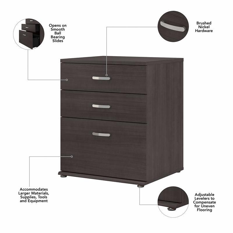 Pemberly Row Laundry Room Cabinet with Drawers in Storm Gray - Engineered Wood