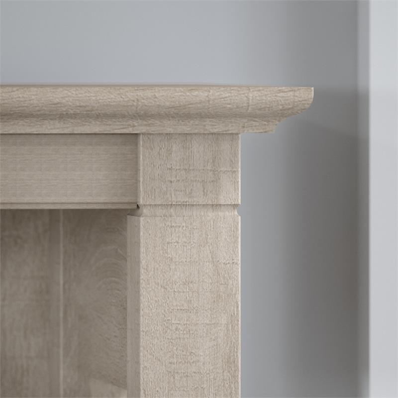 Pemberly Row 5 Shelves Wood Bookcase Set with X Pattern in Washed Gray