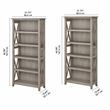 Pemberly Row 5 Shelves Wood Bookcase Set with X Pattern in Washed Gray