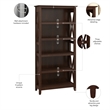 Pemberly Row 5 Shelves Engineered Wood Bookcase Set in Bing Cherry