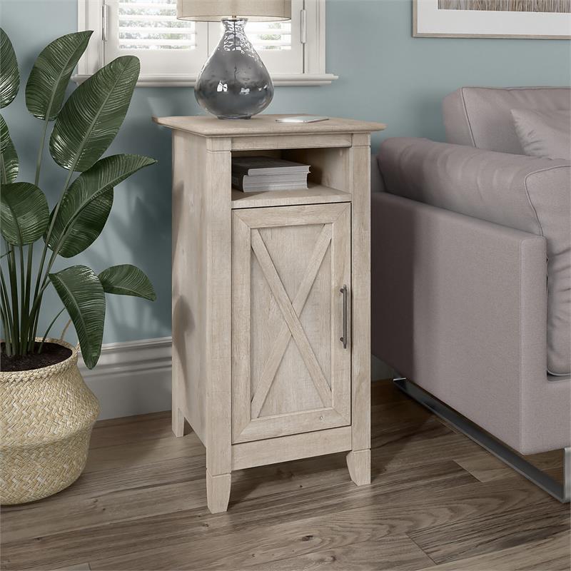 Pemberly Row End Table with Door in Washed Gray - Engineered Wood