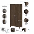 Pemberly Row Kitchen Pantry Cabinet with Doors in Ash Brown - Engineered Wood