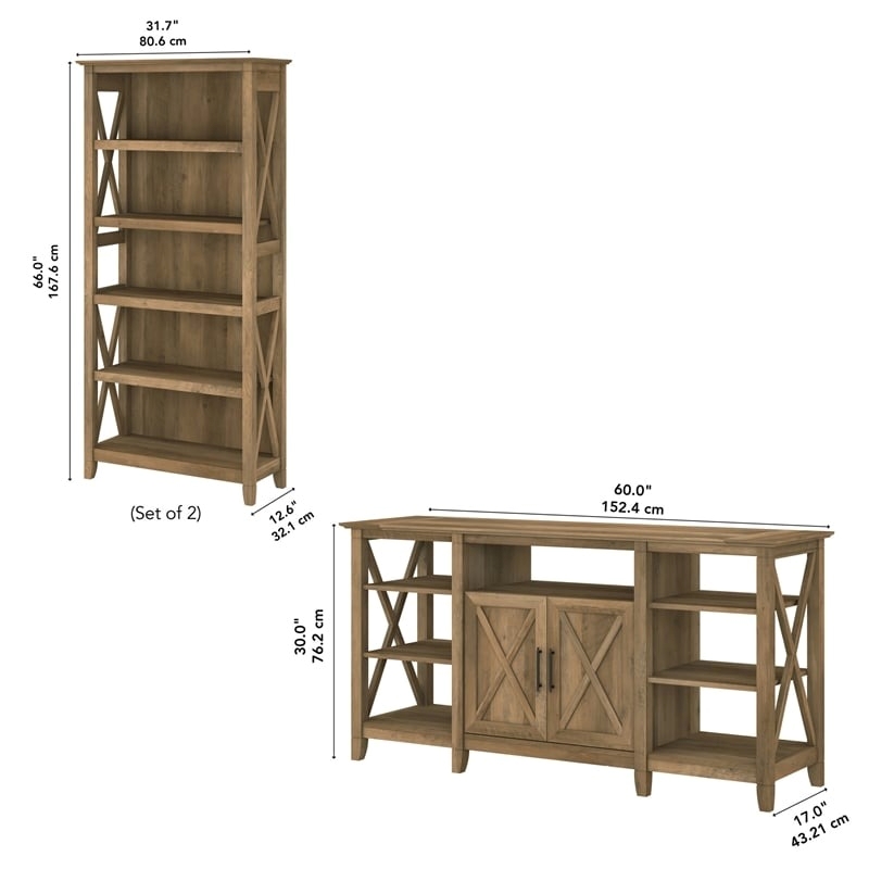 Pemberly Row Modern Wood Tall TV Stand for TVs up to 65